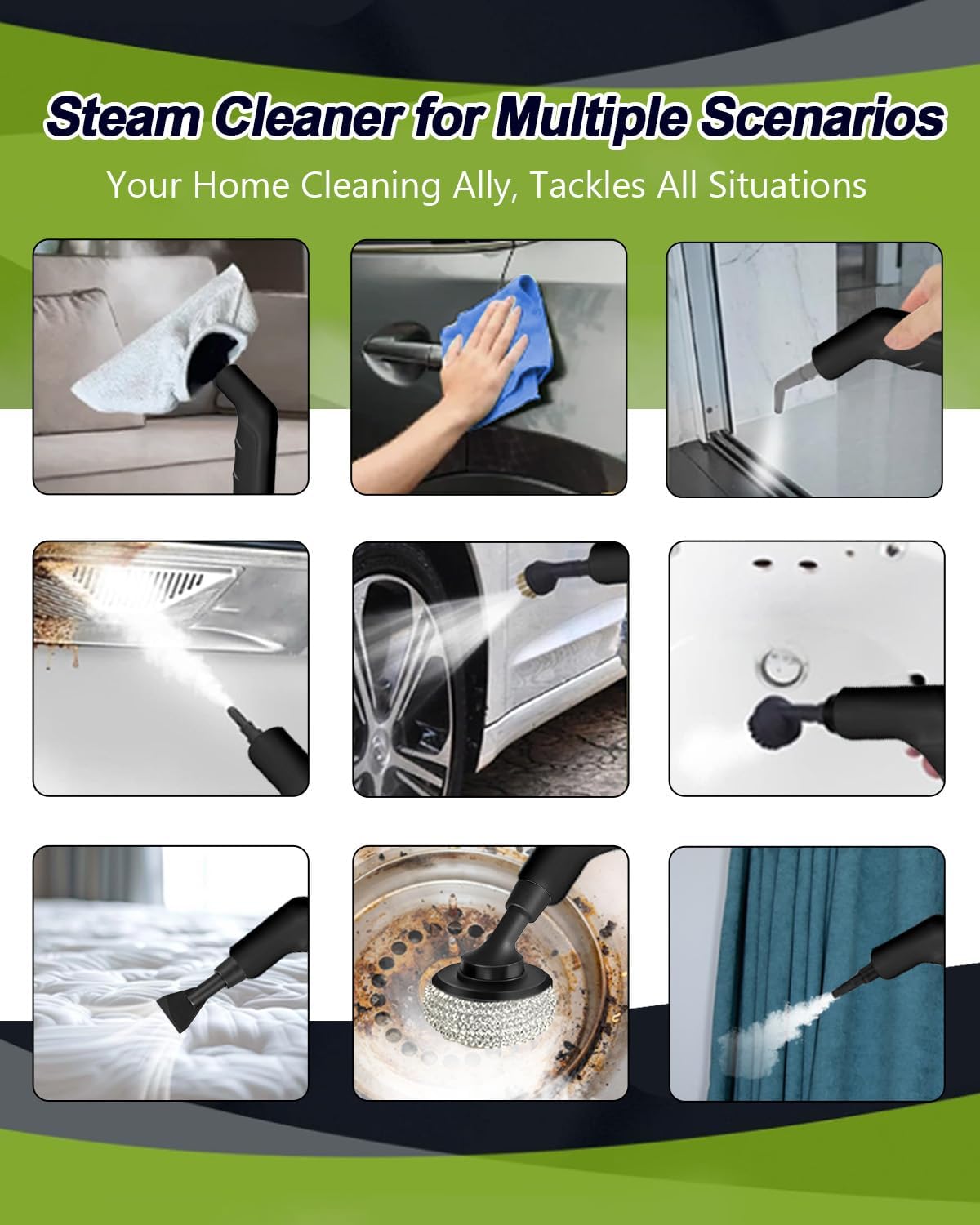 Handheld Steam Cleaner for Home, 10s Heat-Up/2.11 Qt Tank/4.5BAR High Pressure Steamer for Cleaning, 3 Level Pressurized Portable Steam Cleaner Handheld for Car, Grout, Tile, Dirt, Bed Bugs, Red