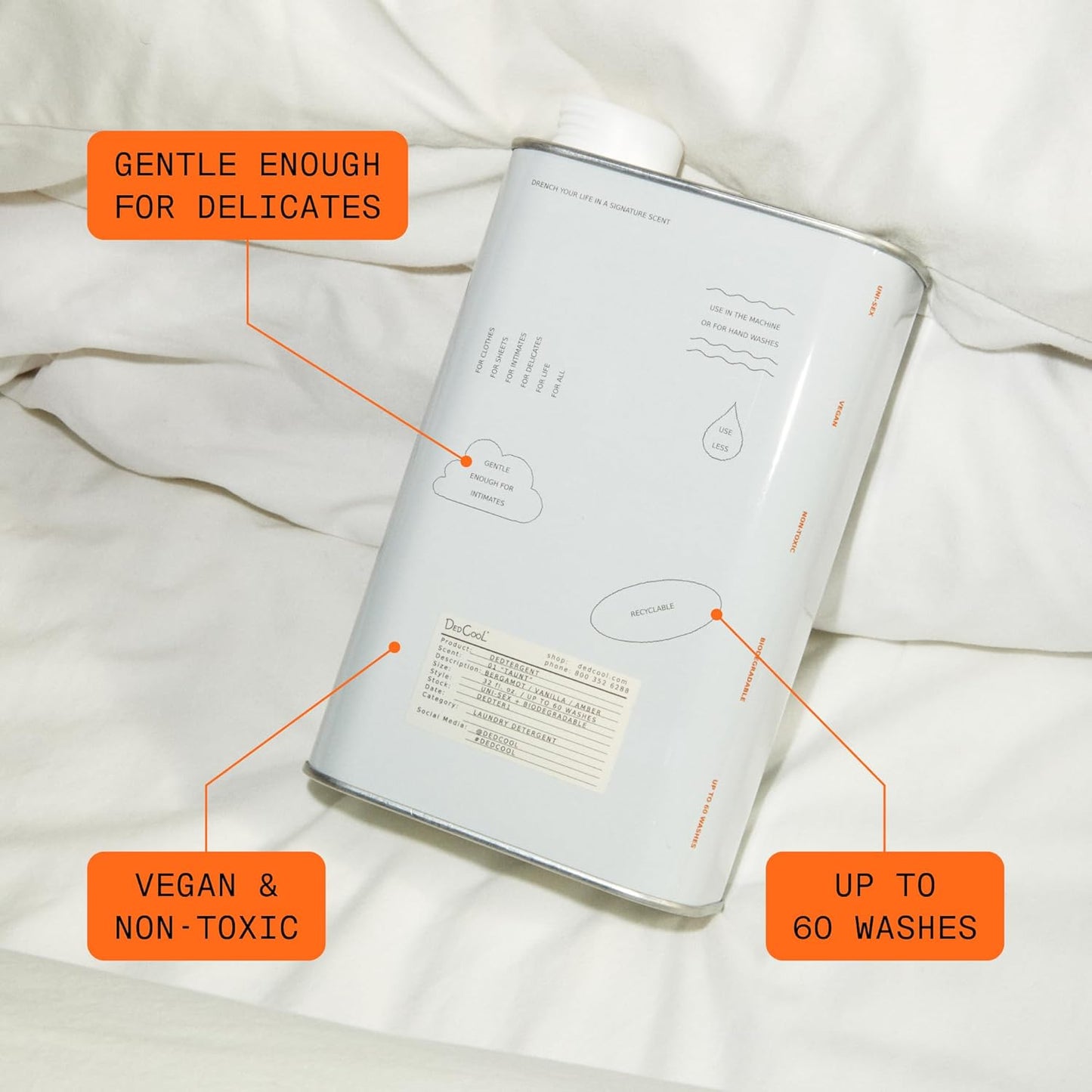 DedCool Liquid Laundry Dedtergent | Milk | Luxurious Fragrance Detergent | Removes Stains | Infused with Natural Essential Oils | Non-Toxic | 60 Washes | 32 fl oz