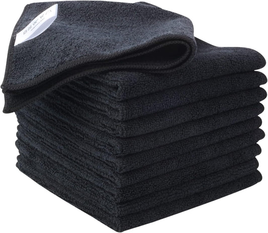 KinHwa Microfiber Dish Cloths for Washing Dishes Ultra Absorbent Dish Rags Fast Drying Kitchen Wash Clothes 12inch x 12inch 10 Pack Black