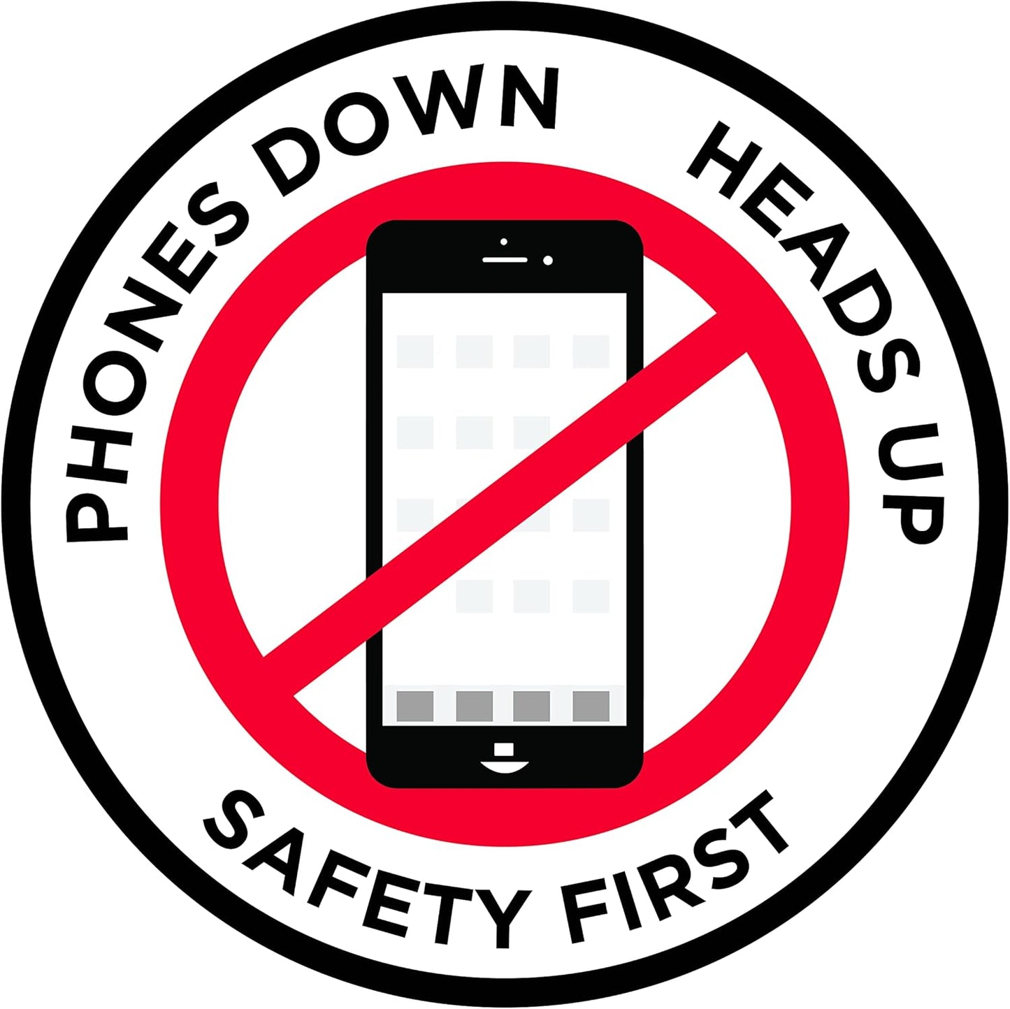 "Phones Down Heads Up" Safety Sign - Laminated Adhesive Floor Signs by Graphical Warehouse (22)
