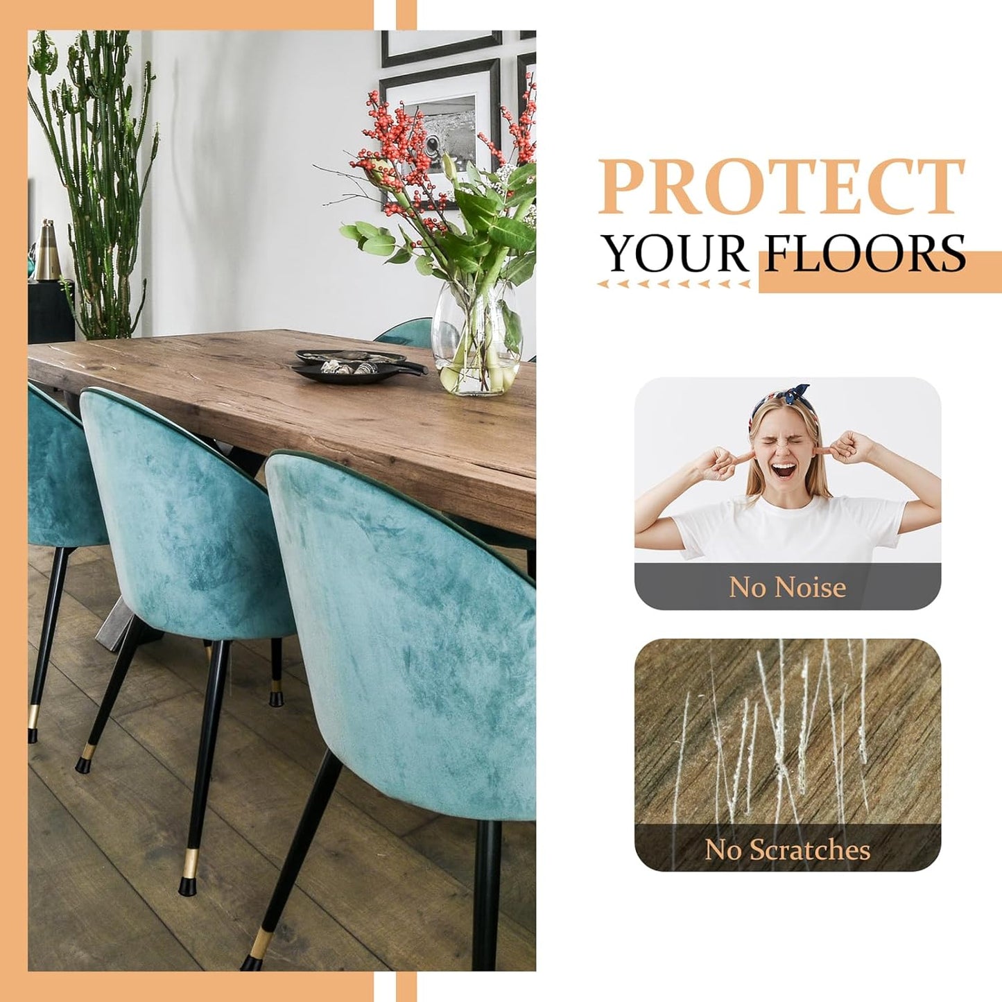 3/4" Round Rubber Chair Leg Tips Caps, Chair Leg Floor Protectors Furniture Legs Caps Non Slip Reduce Noise for Hardwood Floors (Black, 12 Pack)