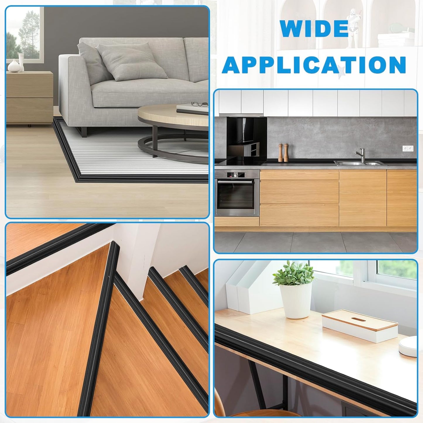 Wall Corner Protector Peel and Stick Corner Trim Molding Flexible Inside & Outside Wall Edge Guard Self Adhesive Moulding Trim for Edge Use, Black, 1.6” W x 40’ L