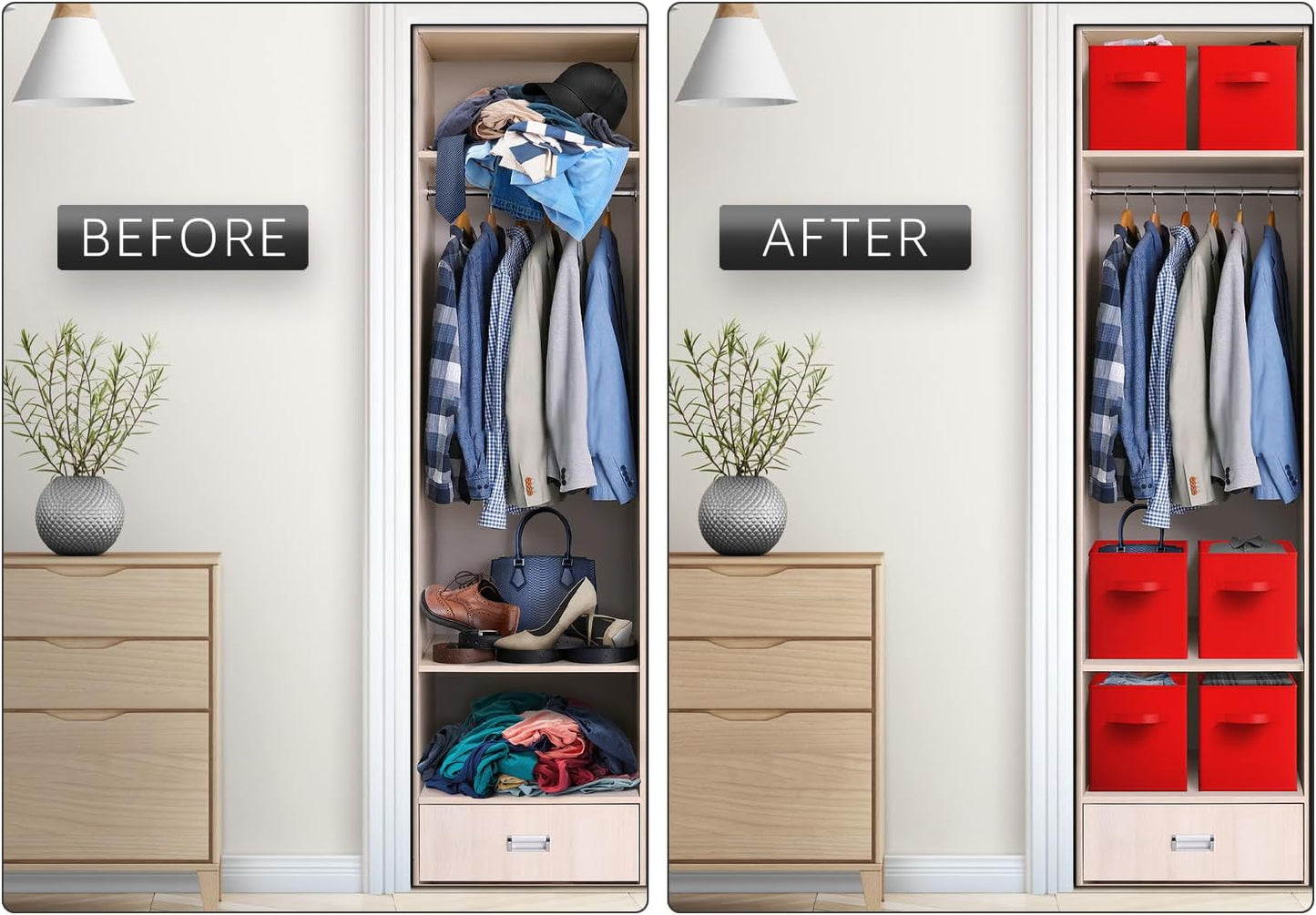 Sorbus 13 Inch Storage Bins - Sturdy Collapsible Fabric Storage Cubes with Handle - 8 Foldable Baskets for Organizing Clothes, Toys, Books - Storage Baskets for Shelves, Closets