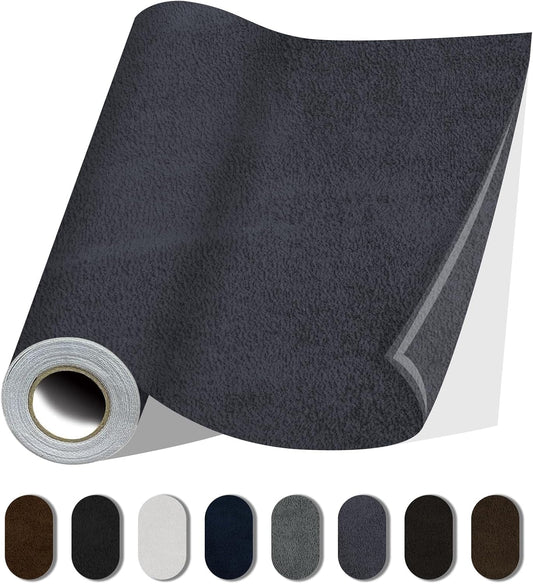 Fabric Repair Patches, 17X79 Inch Self-Adhesive Suede Patches Tape Durable, DIY Large Fabric Repair for Sofa, Couches, Furniture, Chair, Clothing （17X79 Inch, Dark Grey）