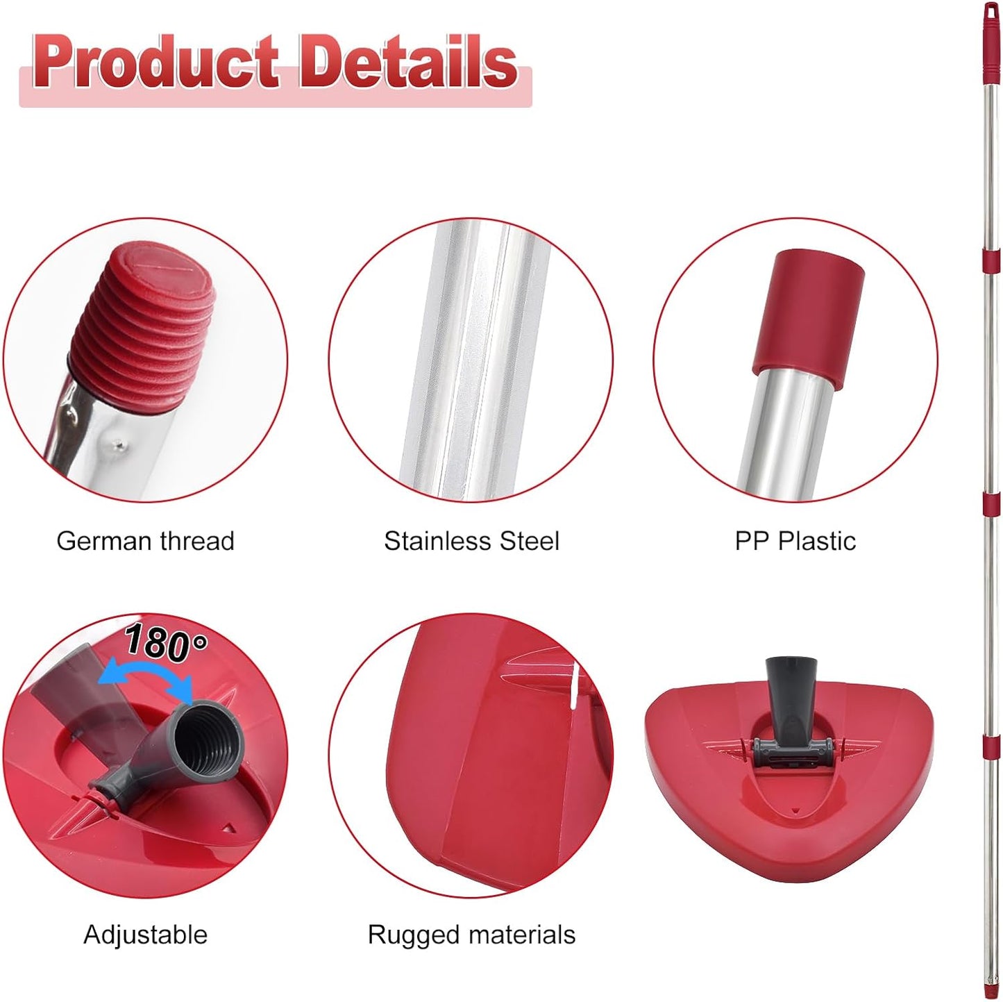 Mop Handle for Ocedar, Mop Handle for O Cedar, Spin Mop Replacement Handle for O Cedar, 4-Section Spin Mop Handles and Base for Ocedar, 30" to 58" Mop Stick Pole Handle and Base for Ocedar Spin Mop