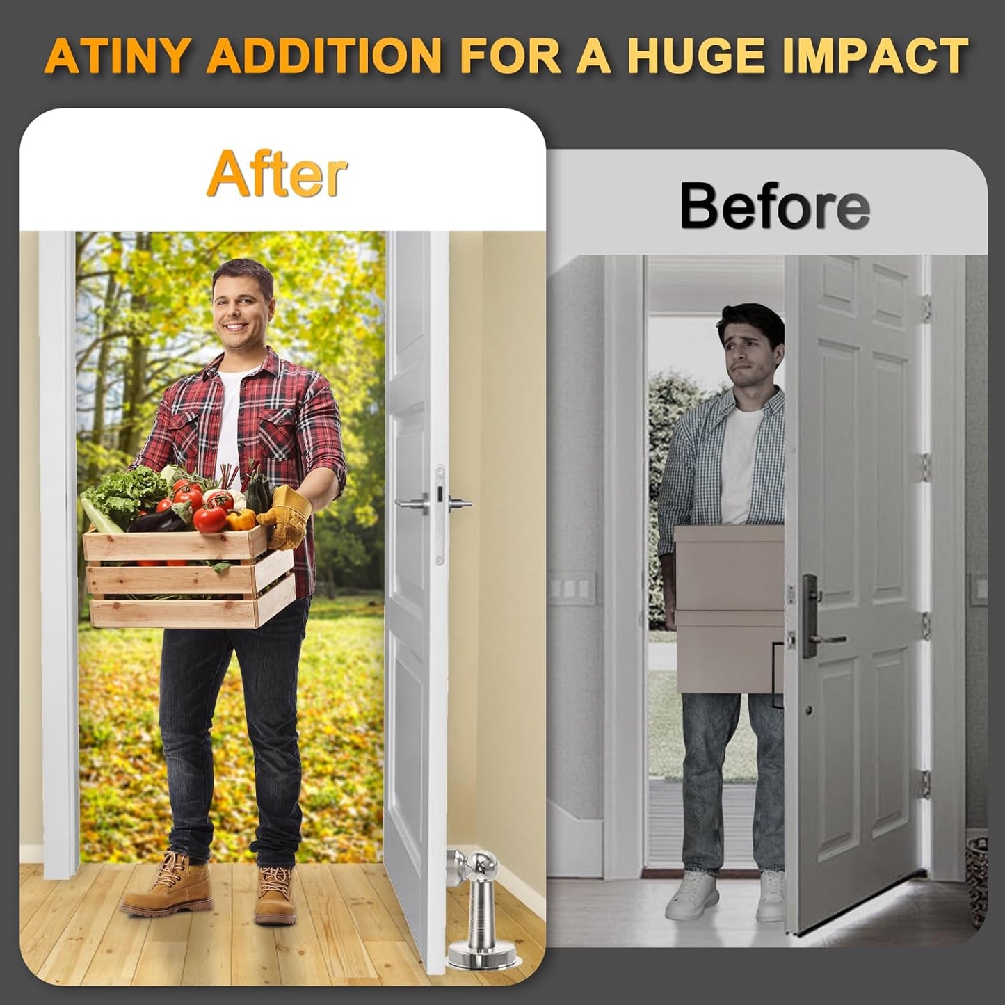 6 Pack Door Stopper Magnetic, COCIVIVRE Magnet Door Stop Stainless Steel for Wall and Floor Mounting, No Drilling Doorstop with Adhesive Tape Hold Your Door Open, Silver