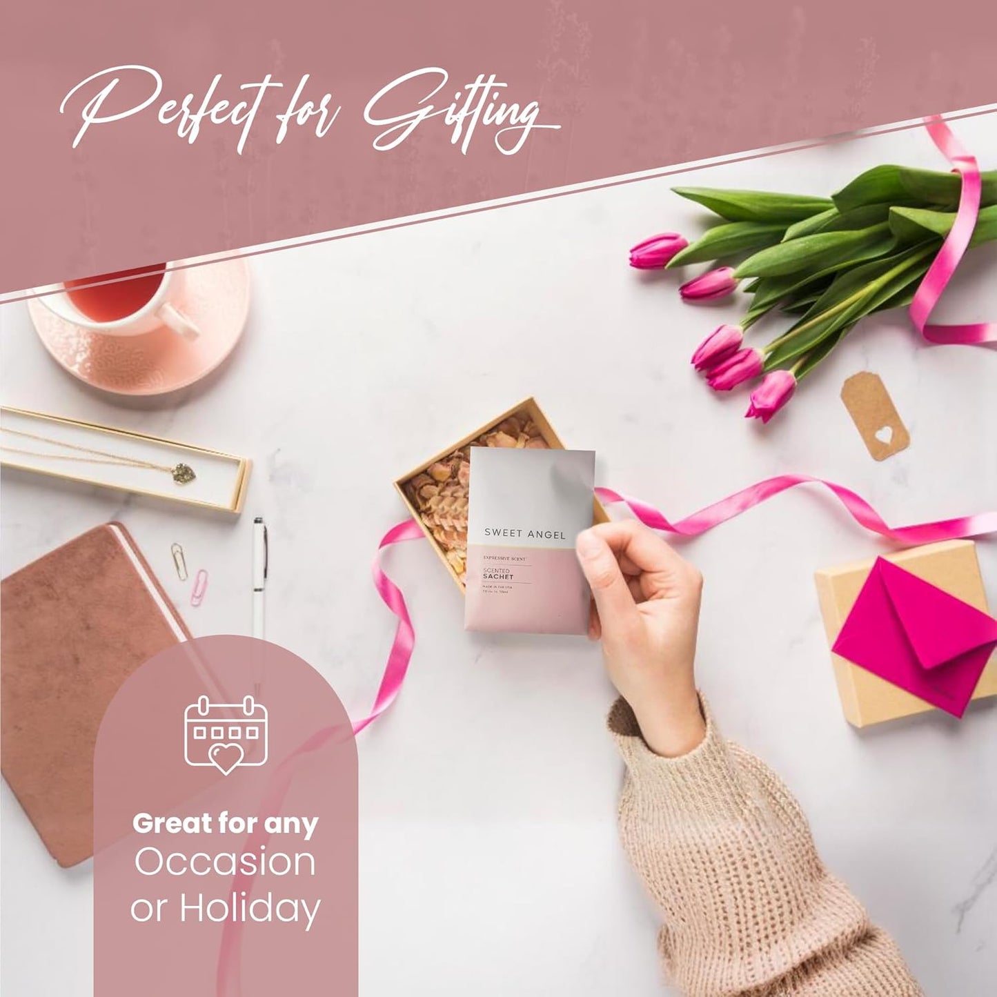 Expressive Scent 6 Pack Sachet (Sweet Angel) Long Lasting Home Fragrance for Drawers Dressers Closets Cars Kitchen