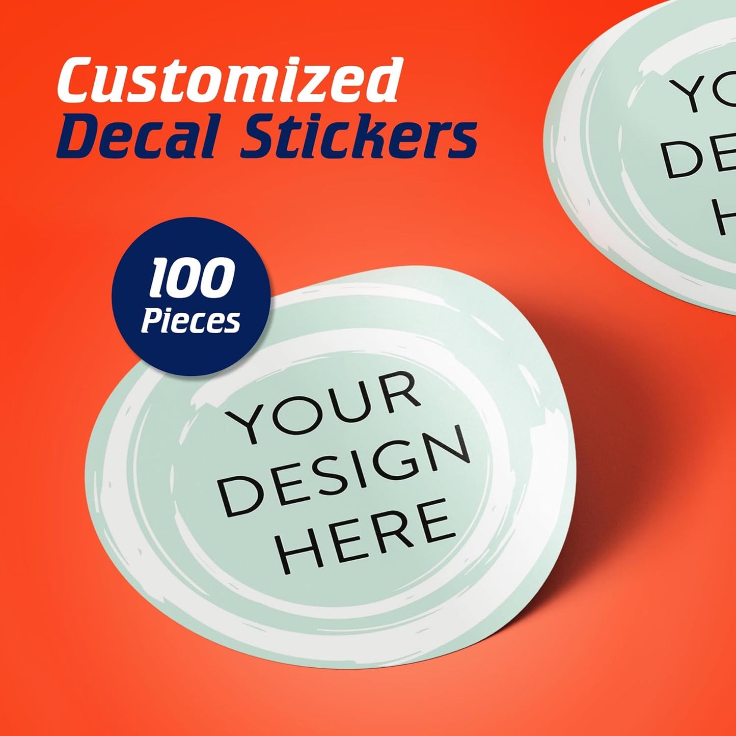 100 Custom Vinyl Stickers - Upload Your own Image, Text, Design, Logo - Personalized Logo Labels for Handmade, Packaging, Bottle, Jars, Candle, Brand Stickers (Mint, 5x5)