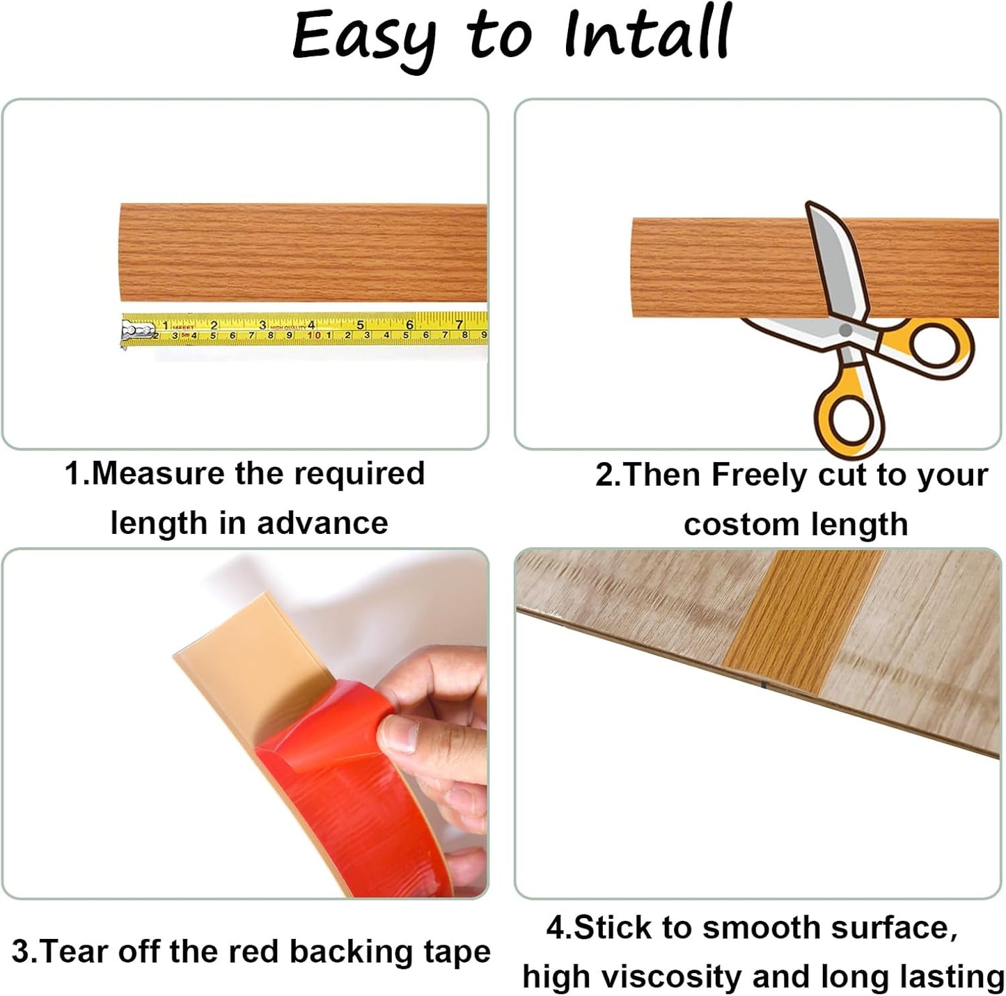 Floor Transition Strip & Self Adhesive Floor Vinyl Floor Edge Trim Laminate Floor Gap Covering Joining Strip