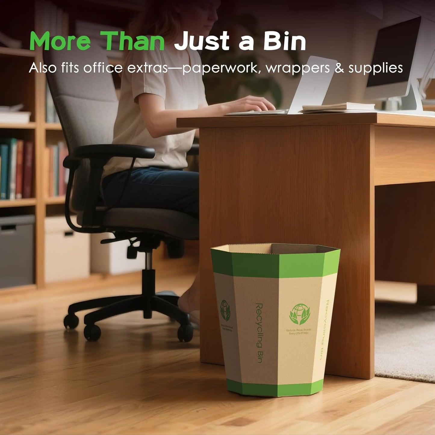 6-Pack Cardboard Trash Can – Foldable, Recyclable, Plastic-Free & Reusable Small Waste Paper Basket - Garbage Bin Perfect for Office, Bedrooms, Home, Events & Outdoor Activities (3.2 Gallon)
