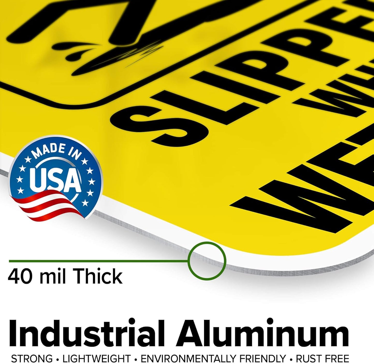 Caution Slippery When Wet Sign or ICY Sign, 12"x16"0.40 Aluminum, Fade Resistance, Indoor/Outdoor Use, USA MADE By My Sign Center