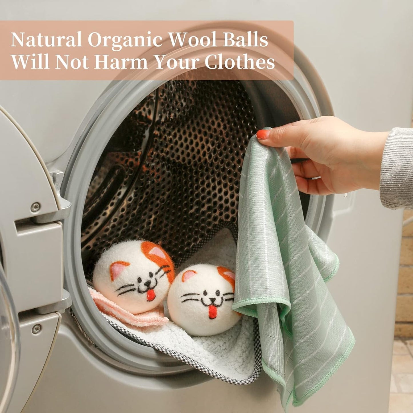 Wool Dryer Balls XL, Cute Cat Face Shape Handmade Dryer Balls Laundry Reusable, Fabric Softener Ball, Shorten Drying Time, Organic Wool - Dry 1000+ Loads(3 Pack Cat Shape)