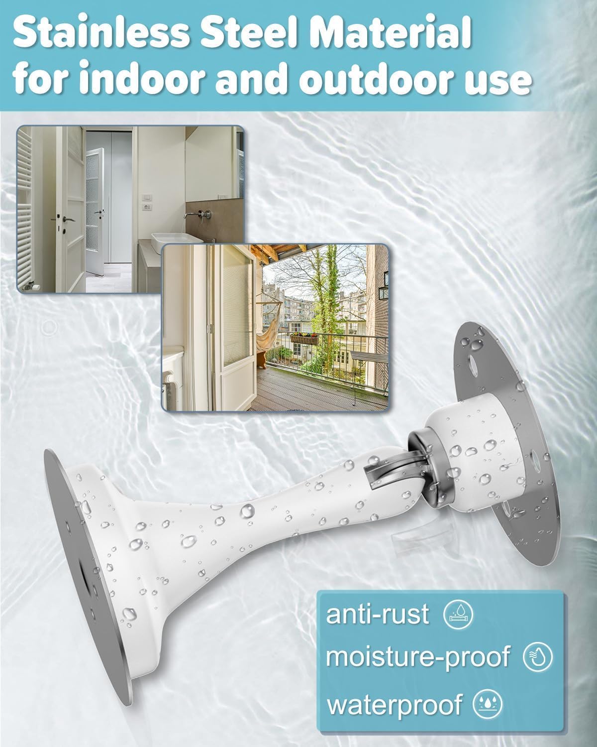 Door Stoppers Magnetic Door Catch - 6 Pack Stainless Steel Heavy Duty Door Stops for Bottom of Door, Wall & Floor Mounting No-Drill Strong Adhesive & Screws, Strong Door Holder to Keep Door Open,White