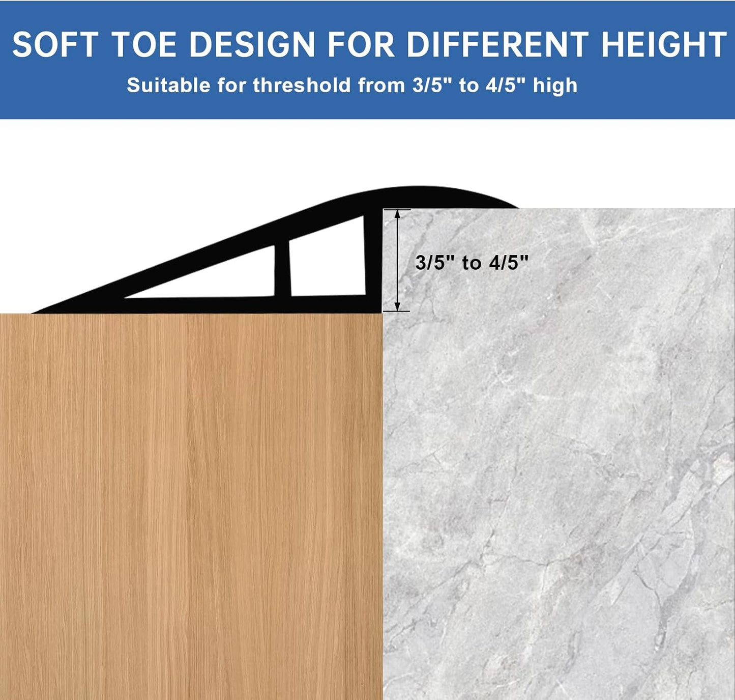 Vinyl Door Threshold Flooring Transition Strip Self Adhesive Carpet Edging Strip for Laminate Doorway Edge Threshold from 3/5" to 4/5" (Gray, 10 Ft)