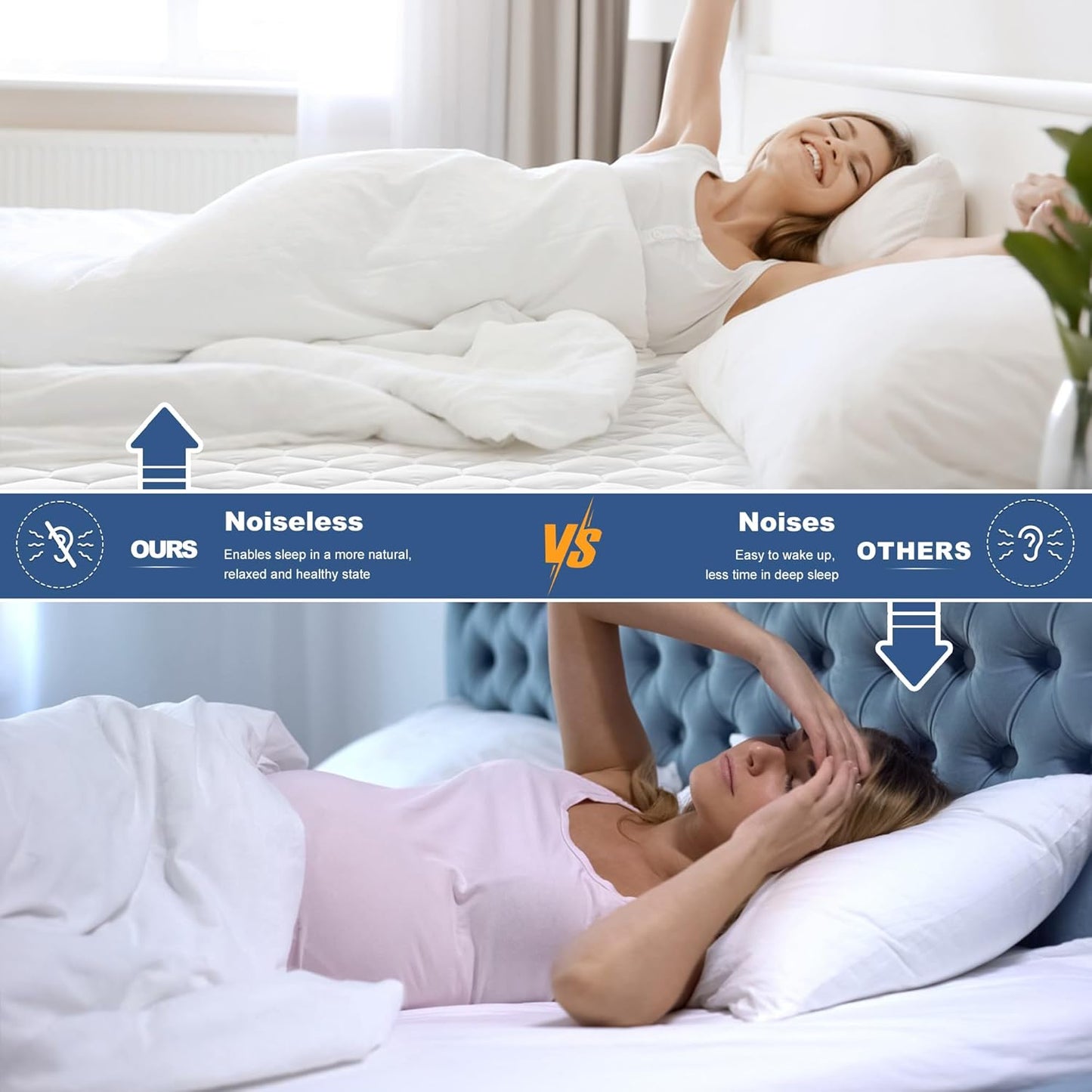 GRT Twin Mattress Protector Waterproof, 100% Waterproof Quilted Fitted Mattress Pad, Noiseless Hollow Cotton Mattress Cover, fits up to 18" Deep, Dust Proof White