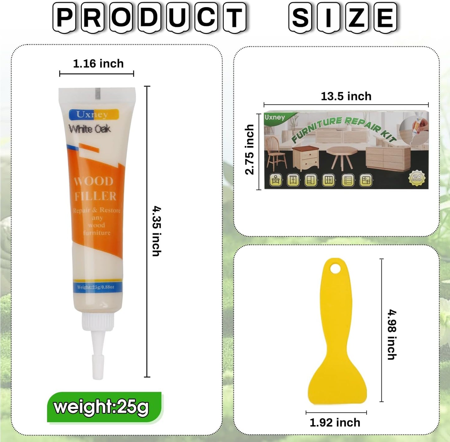 Wood Furniture Repair Kit,24 Colors Wood Fillers,Scratch Repair Covers & Removers for Repairing Scratches,Cracks,Dings and Holes in Cabinets, Cut Panels(White Series)