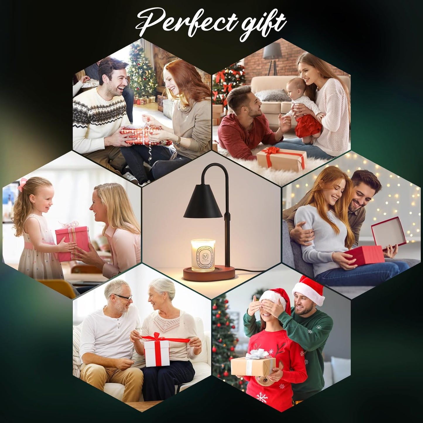 Black Candle Warmer Lamp with Timer and Dimmer,Mother's Day/Birthday/Christmas Gifts for Mom/Wife,Electric Wax Melt Warmer,Home Decor,Scented Jar Lamp,Adjustable Height,with 2 Bulbs