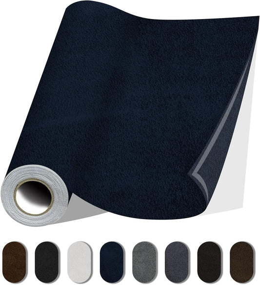 Fabric Repair Patches, 17X158 Inch Self-Adhesive Suede Patches Tape Durable, DIY Large Fabric Repair for Sofa, Couches, Furniture, Chair, Clothing （17X158 Inch, Dark Blue）