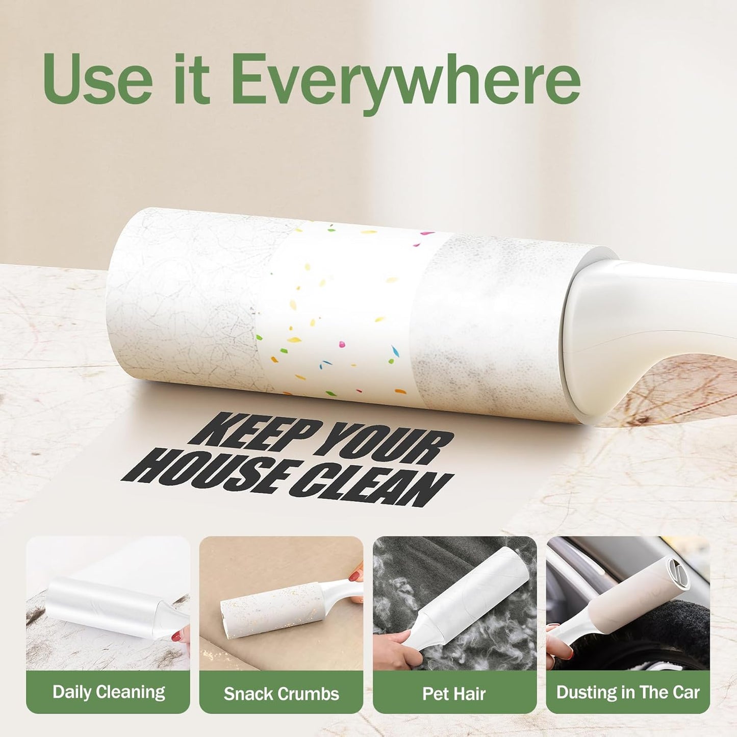 Extra Sticky Lint Roller for Pet Hairs 200 Sheets Lint Rollers for Travel 4 Pack Tough Paper, Small Size Easy Portability, Dog and Cat Hair Lint Rollers Mega Value Set for Clothes