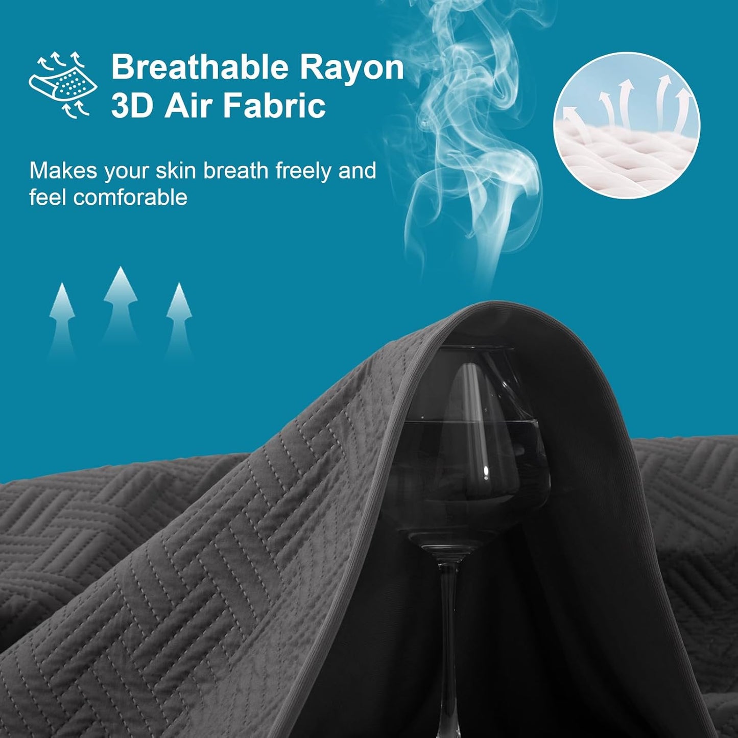 Waterproof Mattress Protector King Size - Breathable, Noiseless, Ultra-Soft Bed Cover, Mattress Pad Cover with Deep Stretchable Pockets 8"-21" (Gray)