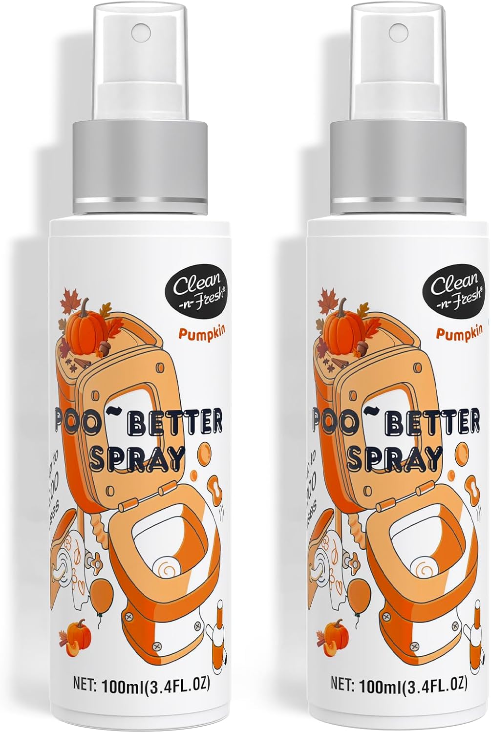 Clean-n-Fresh Toilet Spray 6.8 Fl.Oz, Pumpkin, Bathroom Air Fresheners Spray, Eliminates Bathroom Toilet Odor, for Home or Work, Pumpkin, Cinnamon & Vanilla Scent