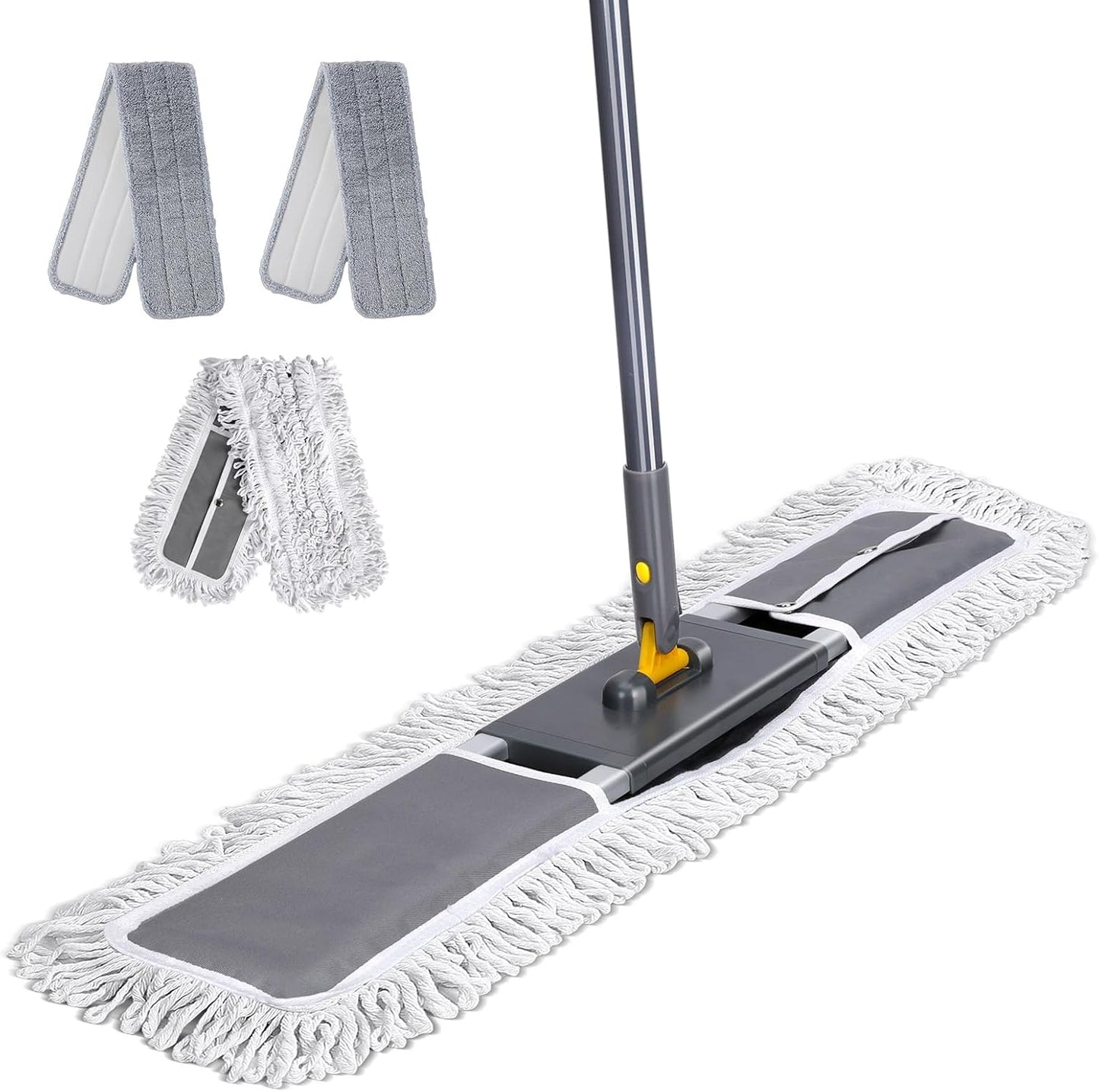Masthome 36" Commercial Mop, Heavy Duty Industrial Floor Mop with 3 Microfiber Pads, 60" Adjustable Large Dust Mop,Wet Dry Flat Mops for Office Garage Warehouse Factory Mall
