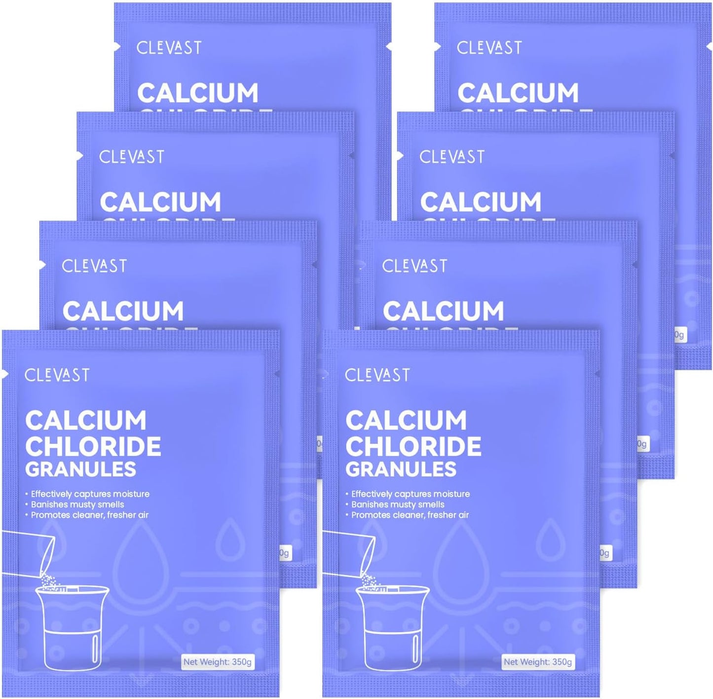 CLEVAST Moisture Absorber Refillable Beads, 6.3 lb, 12.5OZ/Pack, 8 Pack, Unscented