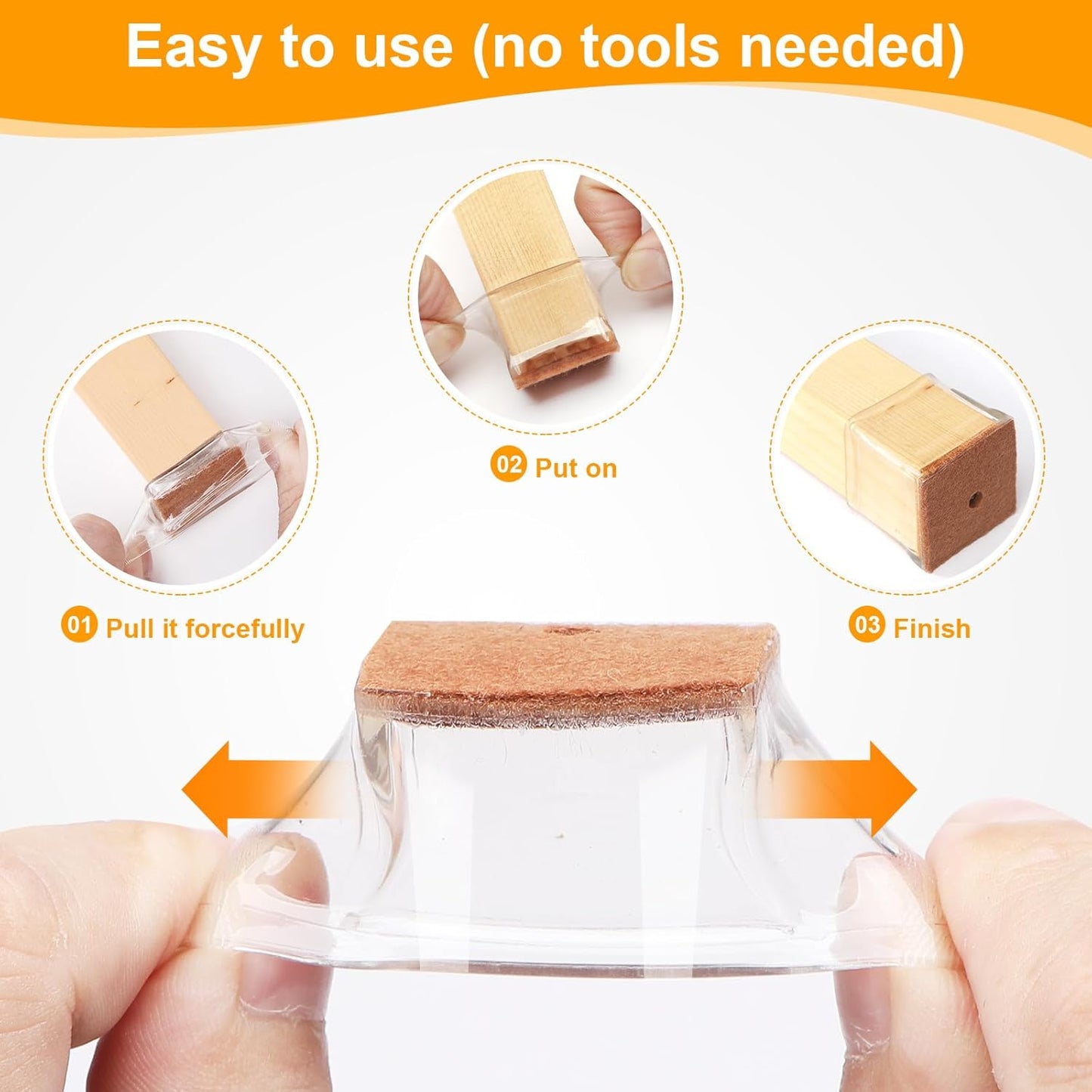 CHUNZEXI 32 Pack Square Chair Leg Floor Protectors for Hardwood Floors, Silicone Felt Covers Pads Caps, Protect Wood Furniture Feet Floors Noise Reduce and Scratch (Square Small & Clear)