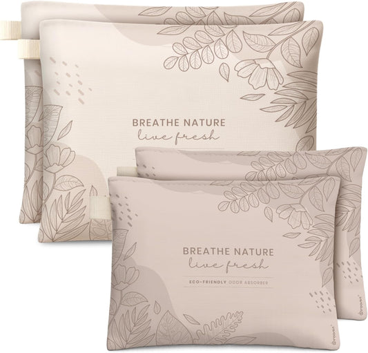 Roonin Activated Charcoal Odor Absorber - Bamboo Charcoal Air Purifying Bag - Activated Charcoal Bags Odor Absorber Packets - Home Deodorizer Odor Eliminator (4-pack)