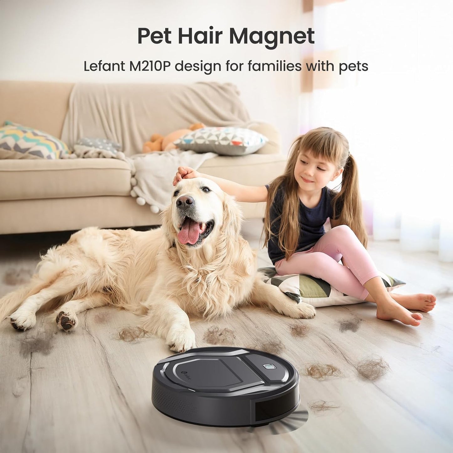 Lefant M210P Robot Vacuum, Powerful Suction, Quiet, Ultra-Slim, 120 Mins Runtime, Self-Charging Robotic Vacuum Cleaner, WiFi/App/Alexa Control, Ideal for Pet Hair & Hard Floors