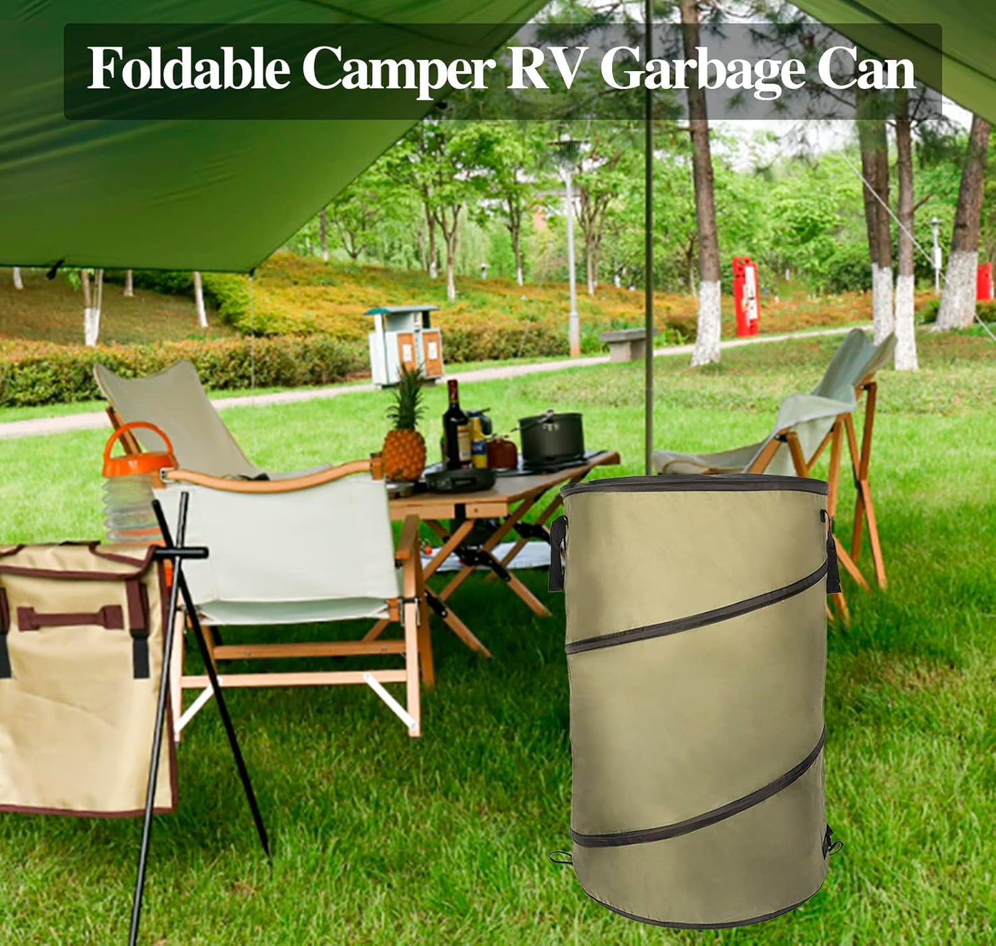 Collapsible Lawn and Leaf Bag Pop-Up Trash Can/Recycle Bin Leaf Waste Bag Outdoor Leaf Bin, 30 Gallon Collapsible Garden Bag for Lawn Yard Garden Camping with Handle(2 Pack)