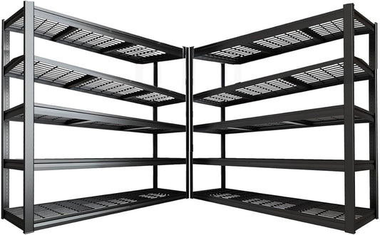 65" W Garage Shelving Heavy Duty, 5 Tier Garage Shelves, 30" D Adjustable Storage Shelving Unit, Commercial Metal Shelf for Warehouse, Pantry, School, Shop, 68" Wx30 Dx79 H, 2 Pack