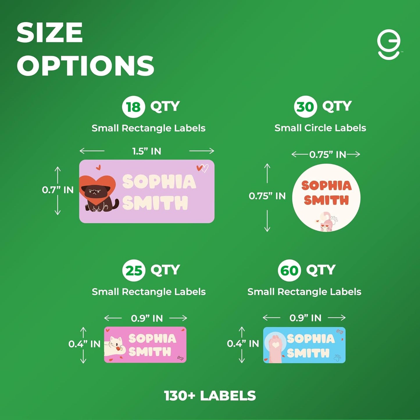 Personalized Name Tag Stickers for Kids (130+ Pack) | Cat Waterproof Labels for School Supplies, Bottles & Lunch Boxes | Custom Vinyl Name Labels for Clothing, Toys & More (F. Cats)