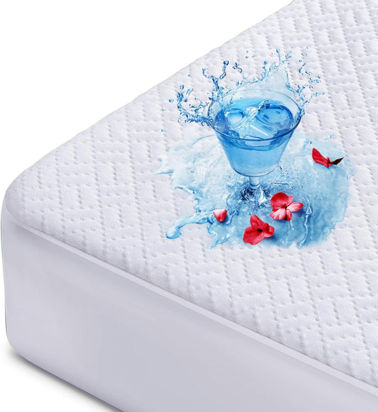 Hanherry 100% Waterproof Mattress Protector Queen Size, Mattress Cover 3D Air Fabric Cooling Mattress Pad Cover Smooth Soft Breathable Noiseless, 8''-21'' Deep Pocket