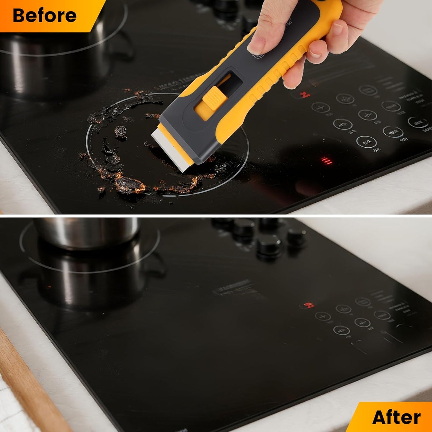 MulWark Razor Blade Scraper, 2 Pack Razor Scraper Tool with Extra 42pcs Razor Blades, Glass scraper with Storage Function Cleaning Scraper Tool for Cooktop, Glass, Old Label, Decal Sticker