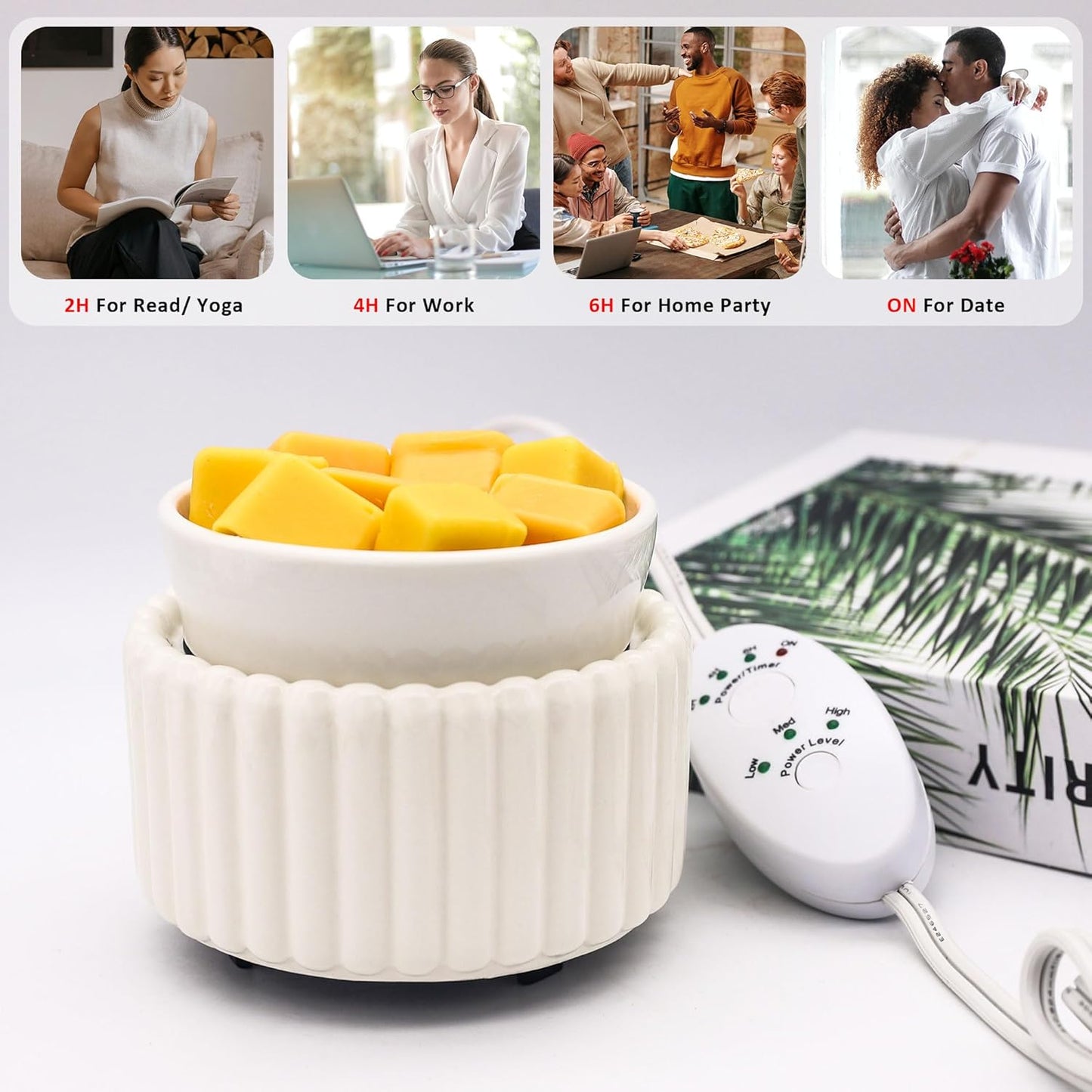 Ceramic Wax Melt Warmer with Timer Candle Warmer for Scented Wax Electric Fragrance Burner for Home, Office, Bedroom - Gift & Décor