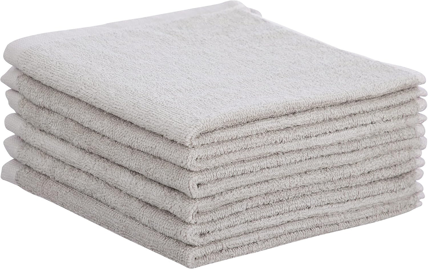 Superio Cotton Terry Washcloths Grey Towels 100% Cotton Cleaning Cloth 16" Rags Wash Clothes for Body and Face, Spa Towels, Multi Purpose (6, 16"x16")