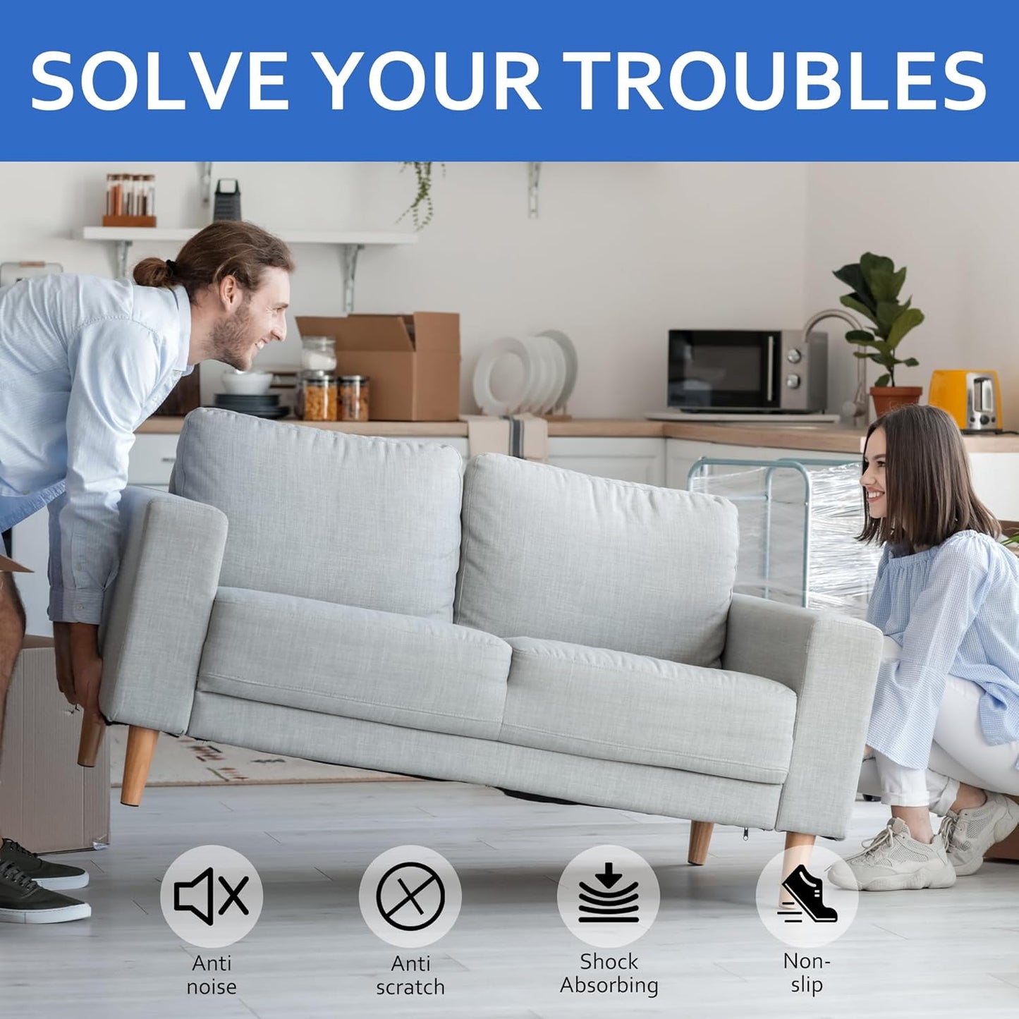 Non Slip Furniture Pads, 5" x 40" Rubber Furniture Pads Anti Skid Pads Non Slip Self Adhesive Cuttable Rubber Tape Strip Roll for Protecting Hardwood Floors Chair Wall Protector - Black