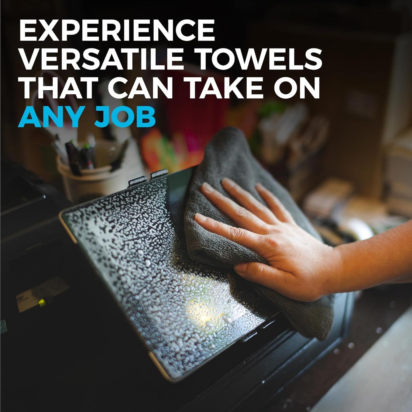 The Rag Company - All-Purpose Microfiber Terry Cleaning Towels - Commercial Grade, Highly Absorbent, Lint-Free, Streak-Free, Kitchens, Bathrooms, Offices, 300gsm, 10in x 10in, Grey (20-Pack)