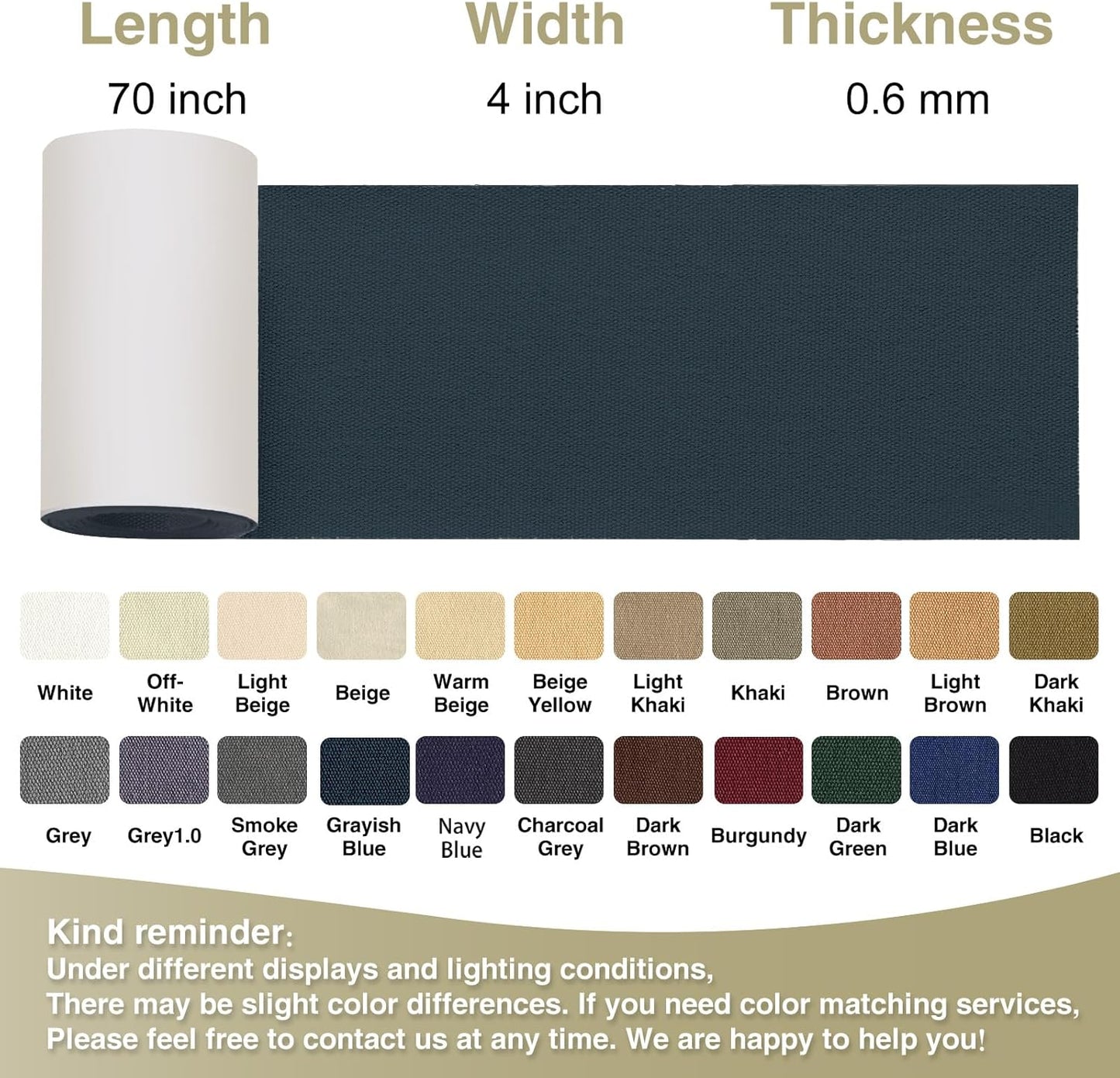 Canvas Repair Tape 4×70 Inch Waterproof Self-Adhesive Fabric Repair Patch for Repairing Boat Covers,Tents,Patio Umbrellas,Car Seats,Luggage,Sofas.(Grayish Blue)