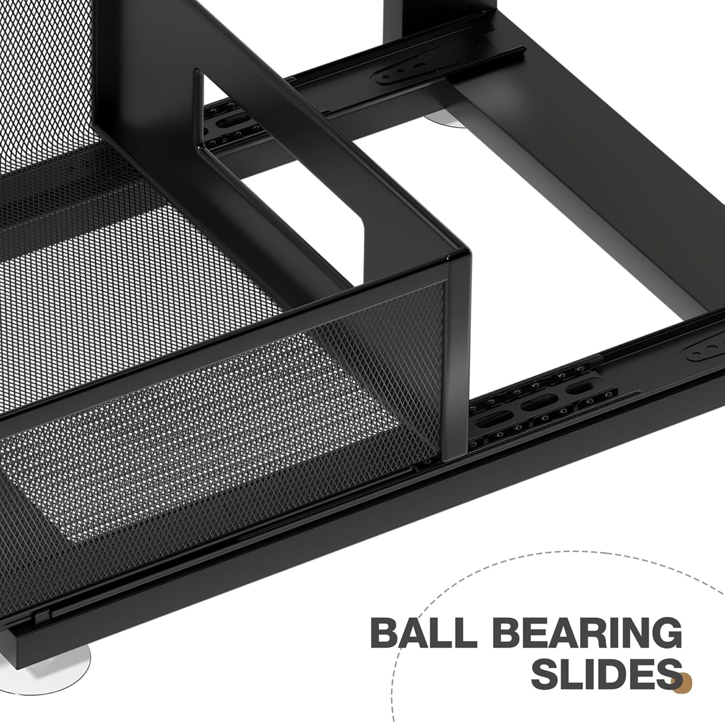 1 Pack 15.74IN-Depth Under Sink Organizer With Next-Gen Ball-Bearing Slides,2-Tier Pull Out Cabinet Storage,Height Adjustable Drawer Shelf for Bathroom,Kitchen,Laundry,Cabinet,Pantry-Black