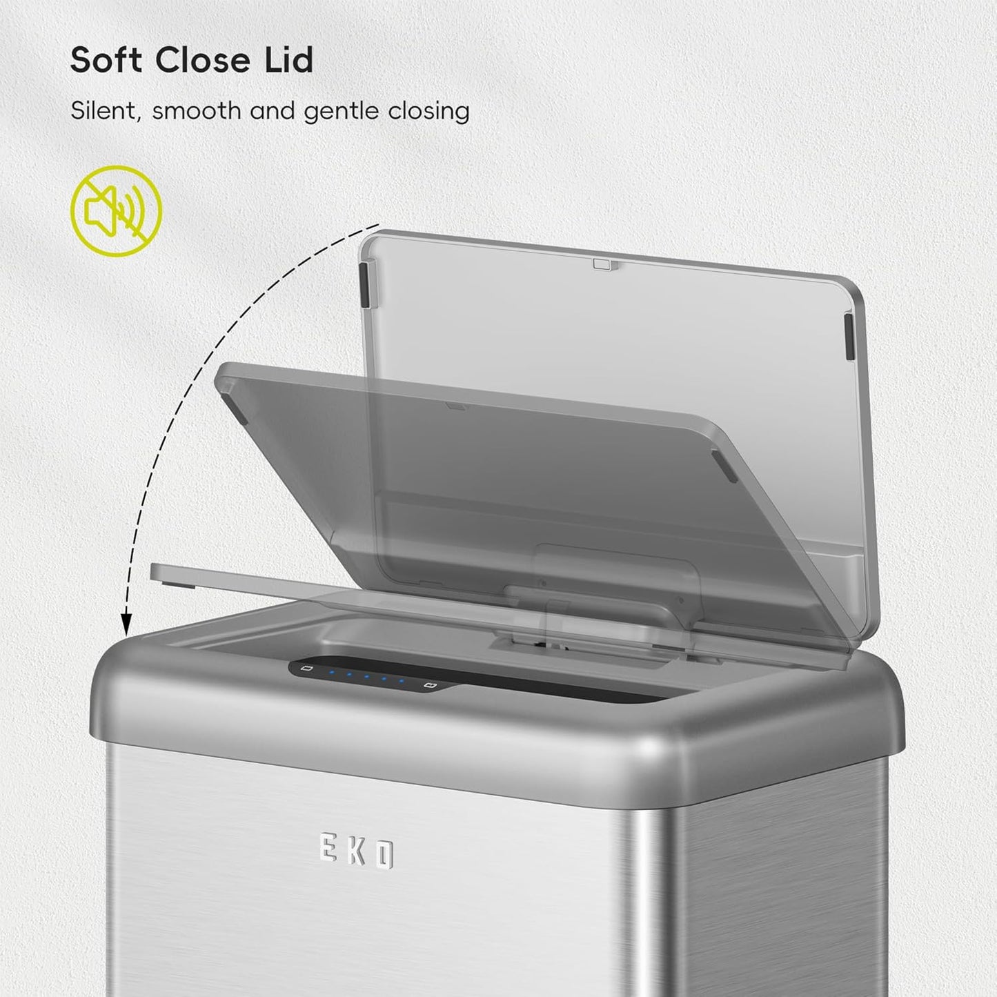 EKO Vintage 50L / 13.2 Gallon Motion Sensor Trash Can, Dual Compartment 32L + 18L Stainless Steel Kitchen Garbage Bin, Touchless Automatic Waste & Recycling Bin with Lid for Home or Office