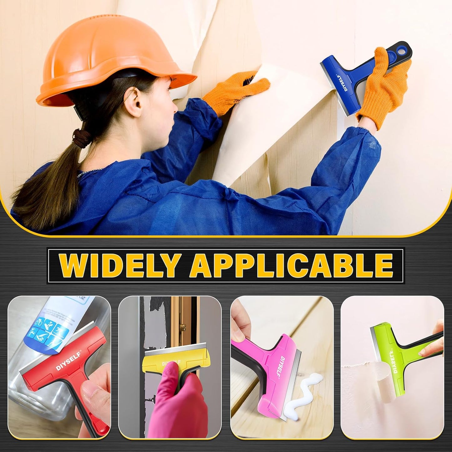 DIYSELF 1 Pack Razor Blade Scraper with 10 Extra Razor Blades, Scraper Tool, Glass Scraper for Cleaning, Glass Stove Top Scraper, Window Scraper, Paint, Cooktop, Oven Scraper, Razor Scraper Tool