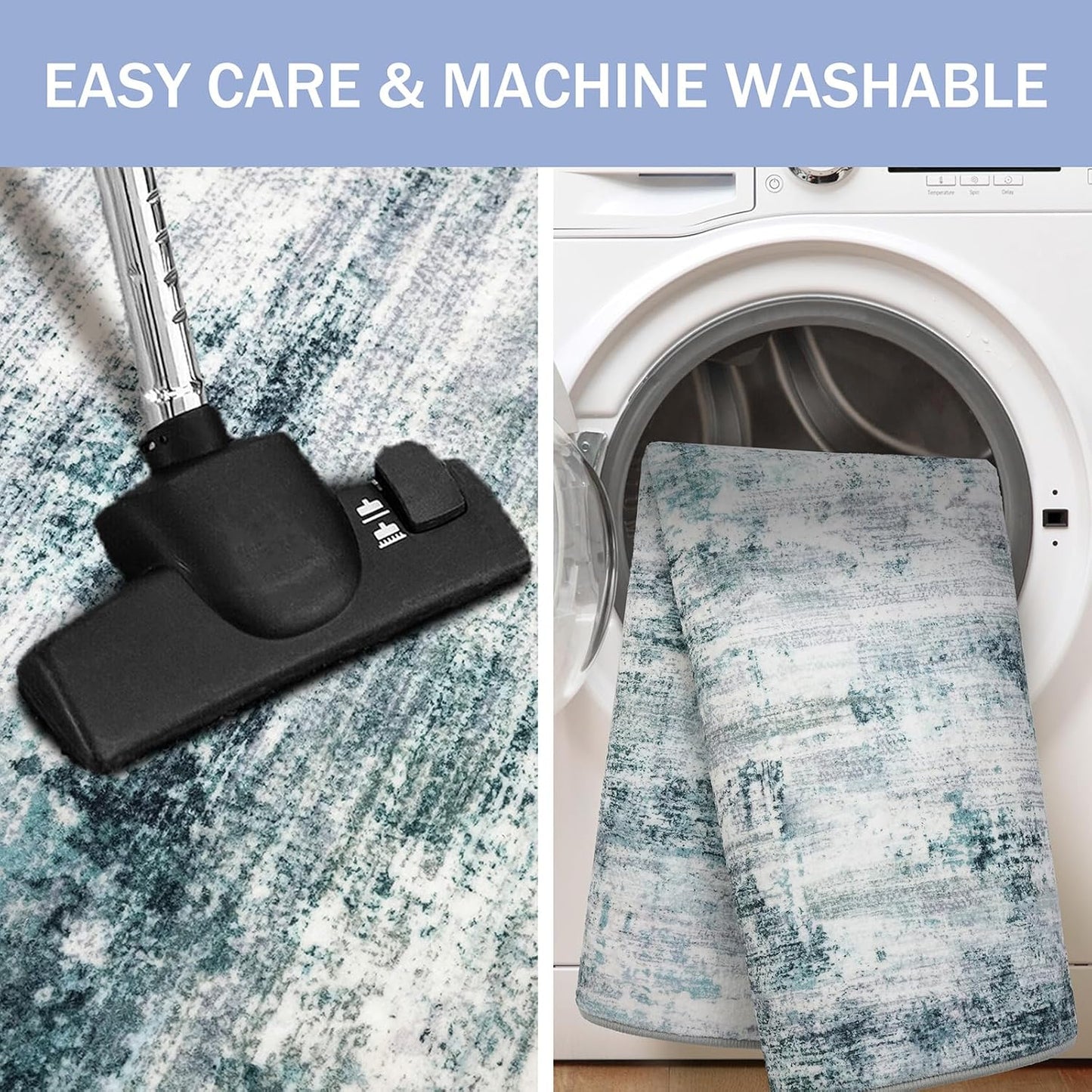 IOHOUZE Small Abstract Area Rug 2x3 Ft Entryway Rugs Washable Door Mat Indoor Entrance, Rubber Backed Throw Rugs, Printed Faux Wool Non Slip Floor Carpet for Foyer Front Door Sink, Sage Grey