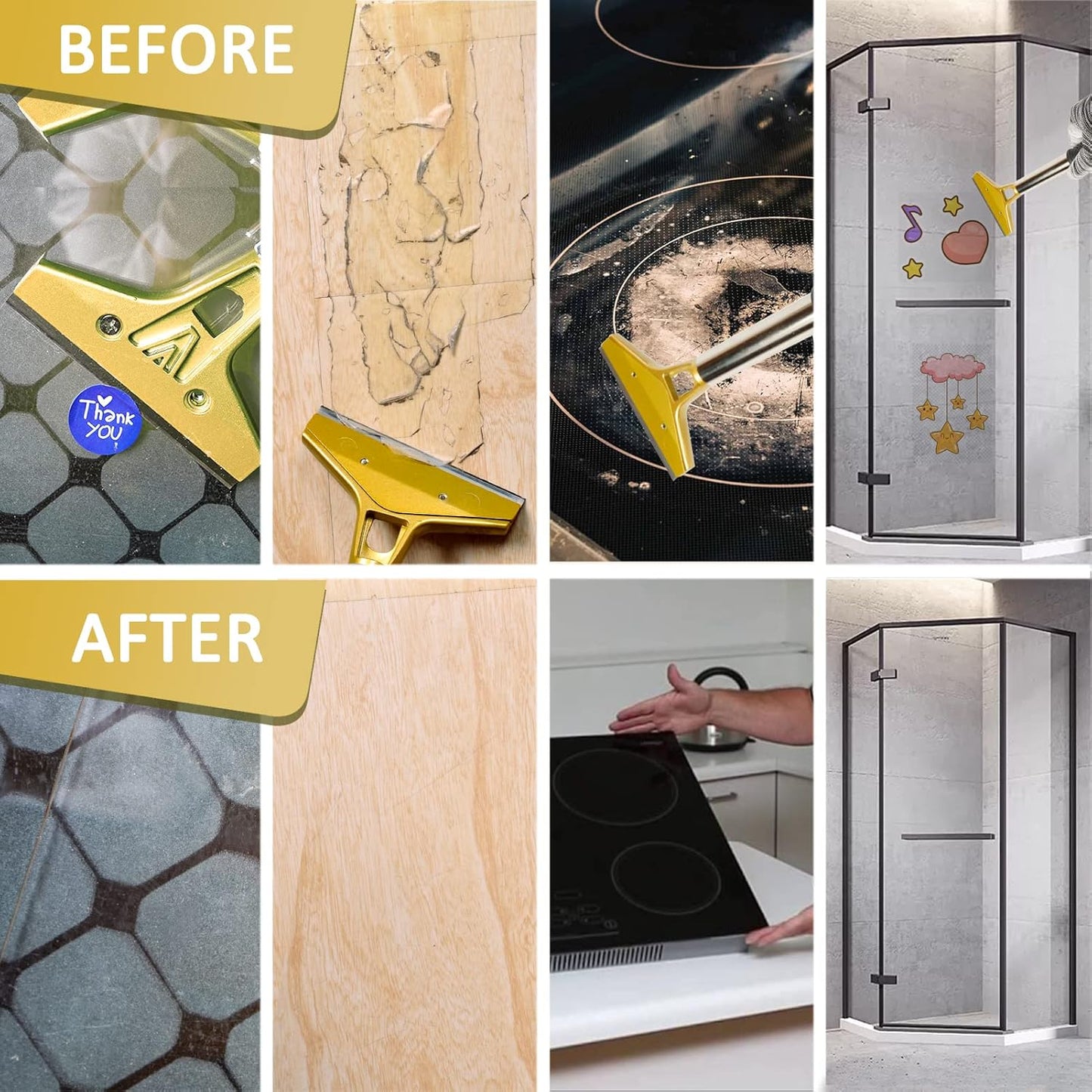 Razor Blade Scraper,Floor Scraper Tool with 20PCS Extra Blades,Paint Scraper Ideal for Cleaning Stove Top,Windows,Glass,Tiles,Wall,Labels.(4 in,Metal)