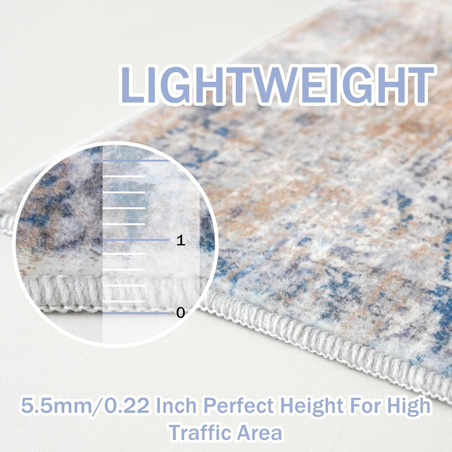 IOHOUZE Abstract Runner Rug 3x16 Ft Extra Long Washable Runners for Hallways, Non Slip Kitchen Runner Printed Faux Wool Entryway Runner Indoor, Modern Abstract Floor Carpet for Hall Stair, Blue Rust