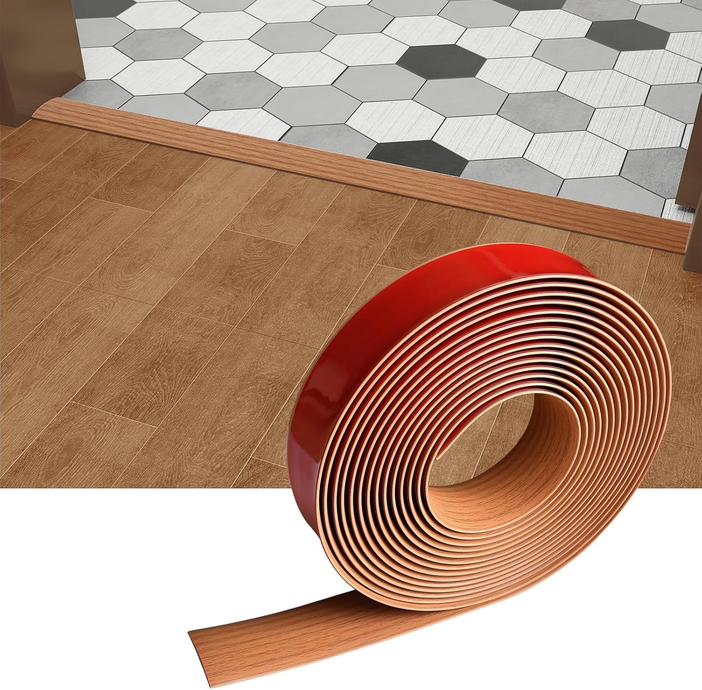 Floor/Door Flat Transition Strip & Self-Adhesive Vinyl Edge Trim - Laminate Gap Covering Joining Strip
