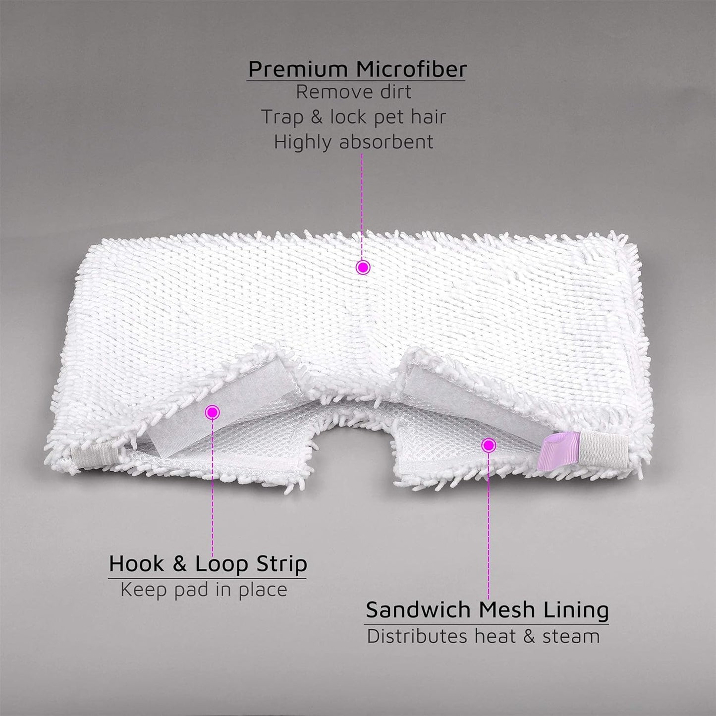 Flammi Steam Pocket Mop Replacement Pads for Shark S3500 Series S3501 S3601 S3550 S3901 SE450 S3801CO S3601D S2901 S2902 Steam Pocket Mop, 4 Pack