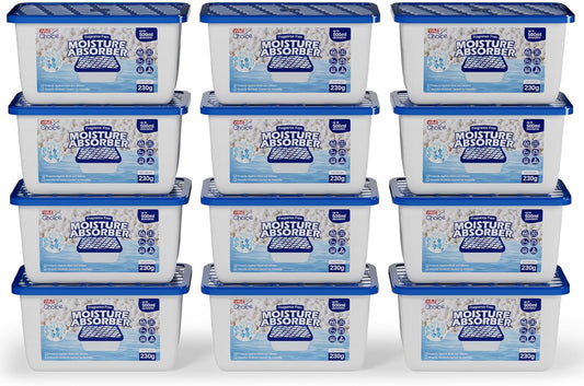 W&E Choice Moisture Absorbers, Portable Humidity Absorber Boxes for Your Bathroom, Closet & Car, Dehumidifier with Fragrance Free, 12 Pack