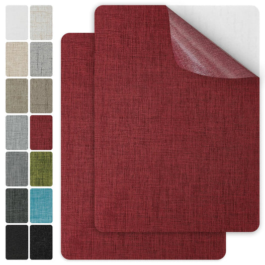 J.CARP 2Pcs Linen Repair Patches, Large Self-Adhesive Fabric Patch for Sofas, Couch, Furniture, Car Seats (8 * 11 inches-2PCS Red)